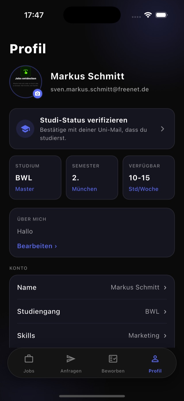 winna-App: verifiziertes Studierenden-Profil